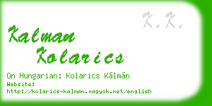 kalman kolarics business card